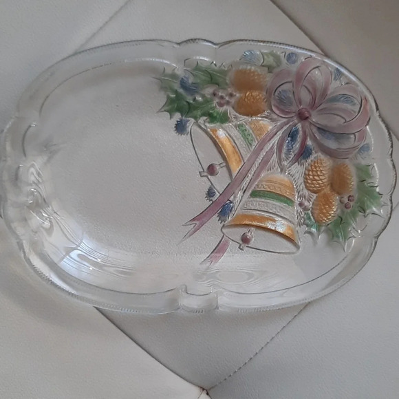 Vintage Mikasa Christmas Festive Bells Serving Tray Dish - Picture 1 of 7